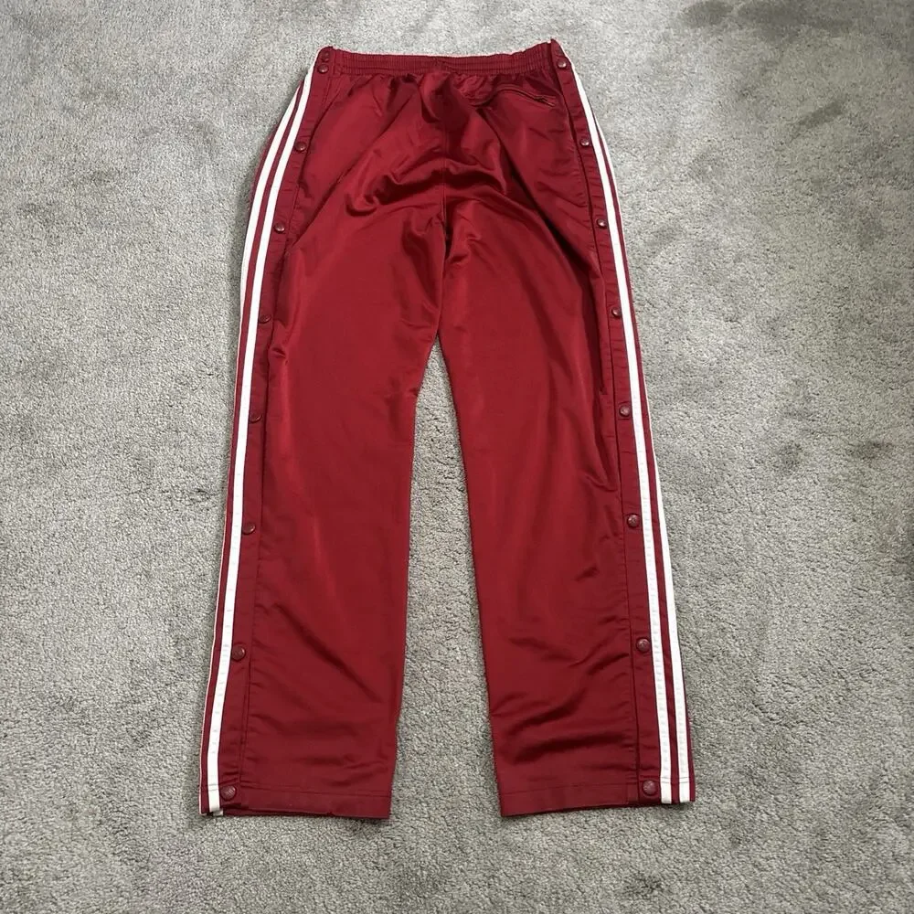 Vintage Adidas Tear Away Pants Mens XL Red White 3 Stripe Track Y2K 2000s